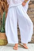 Annie Cushion Cotton Barrel Culotte Pant White